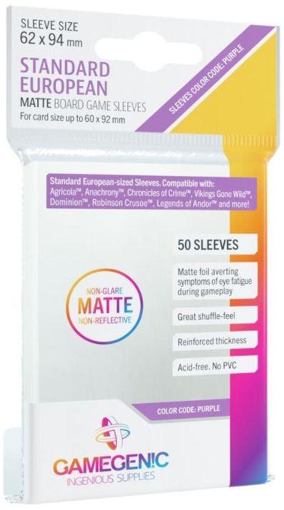 Matte Standard European Board Game Sleeves (62mm x 94mm) (50 Sleeves Per Pack) - Gamegenic