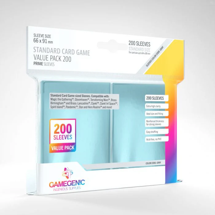 Matte Standard Sleeves Value Pack (66mm x 91mm) (200 Sleeves Per Pack) - Gamegenic