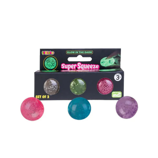 Mini Balls Set of 3 Smooshos Super Squeeze Glow in the Dark