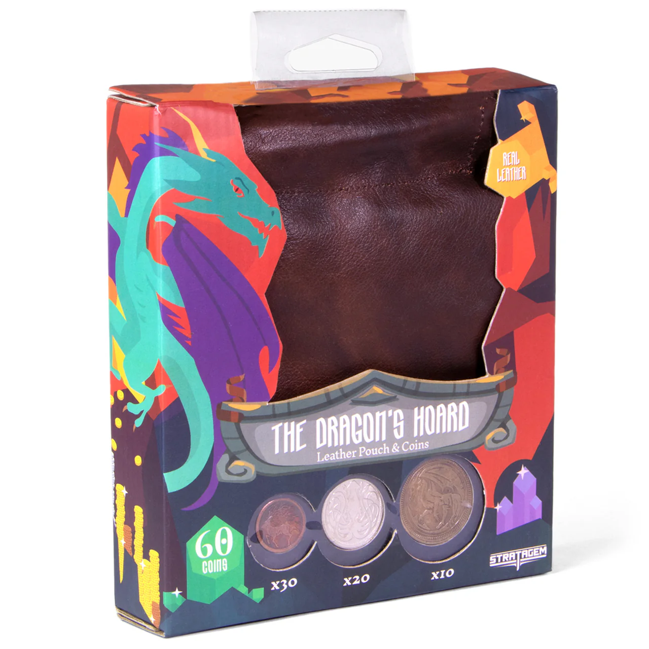 The Dragons Hoard - 60 Metal Coins in Leather Pouch - Image 2