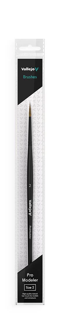 Vallejo Hobby Brush: Pro Modeler Natuarl Hair Round Brush No. 2