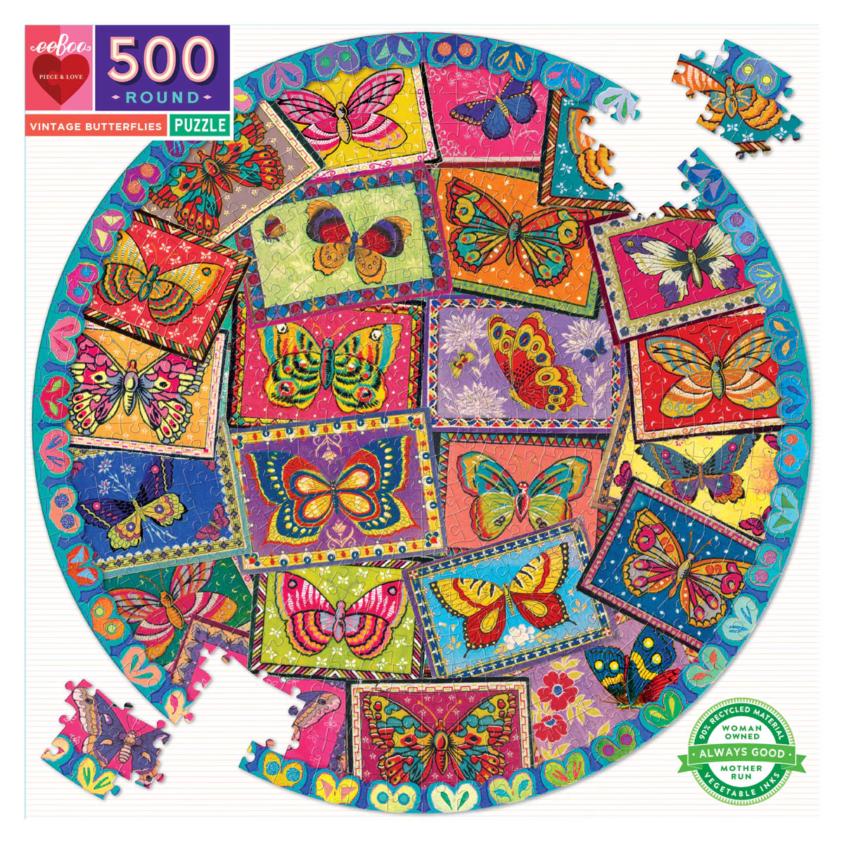 Vintage Butterflies - 500pc Round