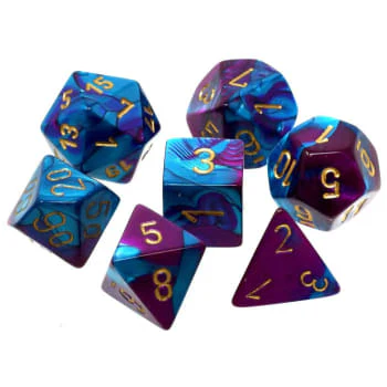 CHX20649 Gemini Mini-Polyhedral Purple-Teal / gold 7-Die Set